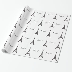 Svartvitt franskt polka dotsEiffel torn Presentpapper