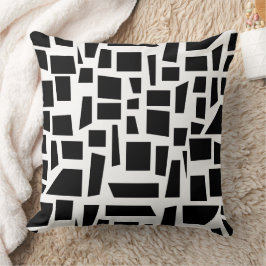 Svartvitt fyrkantigt och rektangulärt Mönster-kons Kudde