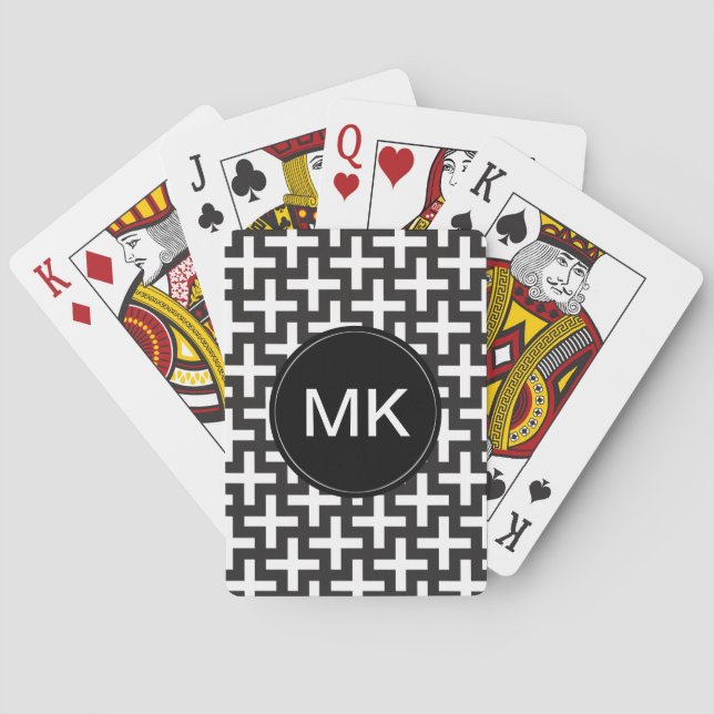 Svartvitt geometriskt casinokort (Baksidan)