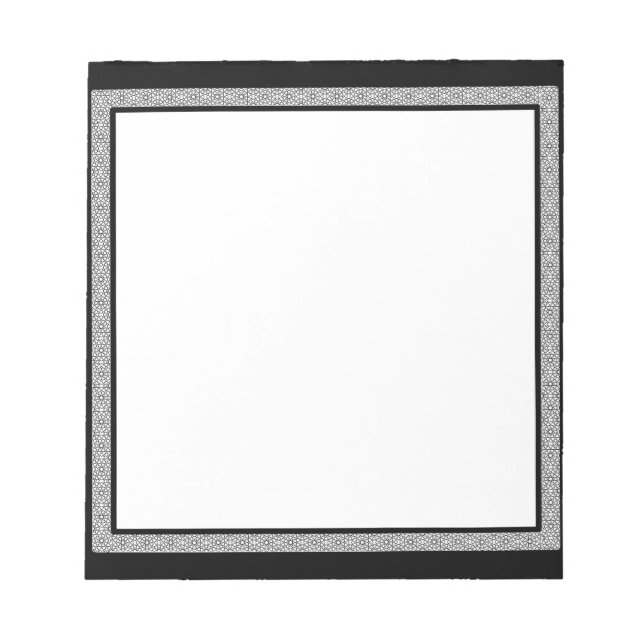 Svartvitt geometriskt Gräns Anteckningsblock (Framsida)