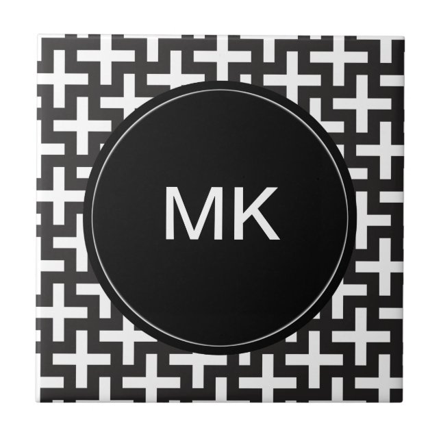 Svartvitt geometriskt kakelplatta (Framsidan)