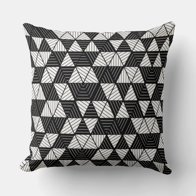 Svartvitt geometriskt kudde (Framsida)