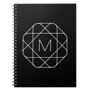 Svartvitt geometriskt monogram anteckningsbok