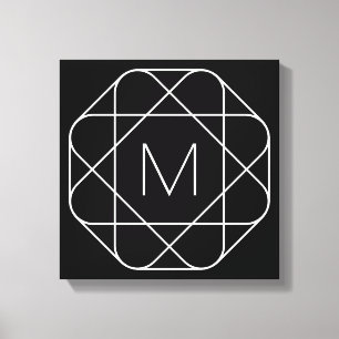 Svartvitt geometriskt monogram canvastryck