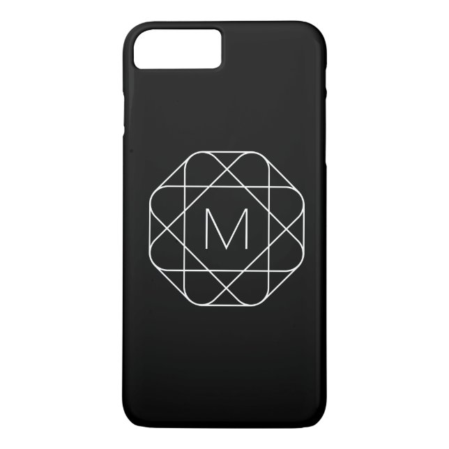 Svartvitt geometriskt monogram Case-Mate iPhone skal (Baksida)
