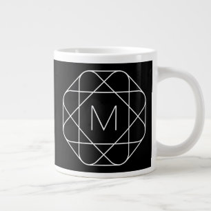 Svartvitt geometriskt monogram jumbo mugg