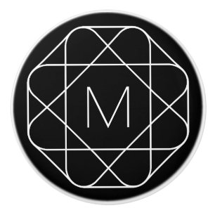 Svartvitt geometriskt monogram knopp