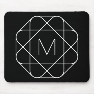 Svartvitt geometriskt monogram musmatta