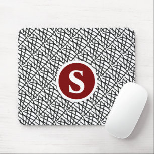 Svartvitt geometriskt monogram musmatta