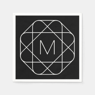 Svartvitt geometriskt monogram pappersservett