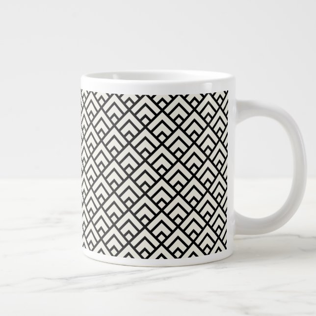 Svartvitt geometriskt Mönster Jumbo Mugg (Höger)
