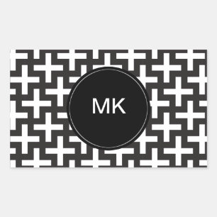 Svartvitt geometriskt rektangulärt klistermärke