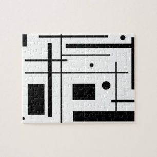 Svartvitt geometriskt Shapepussel Pussel