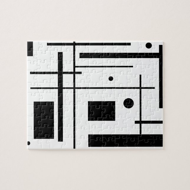 Svartvitt geometriskt Shapepussel Pussel (Horisontell)