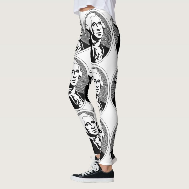 Svartvitt George Washington porträtt Leggings (Vänster)