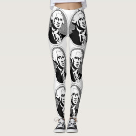 Svartvitt George Washington porträtt Leggings
