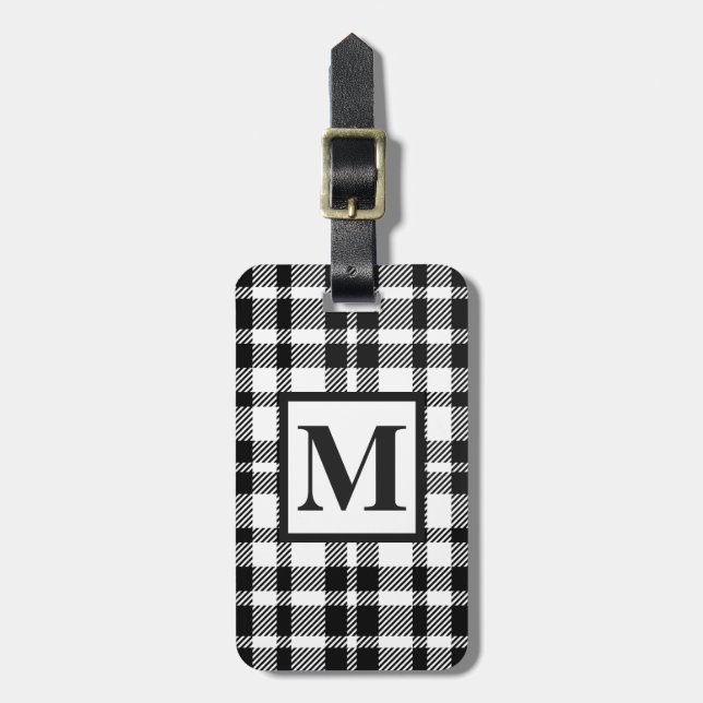 Svartvitt Ginghammönster Bagagebricka (Vertikal Framsida)