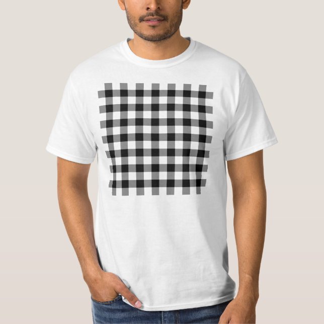 Svartvitt Ginghammönster T-shirt (Framsida)