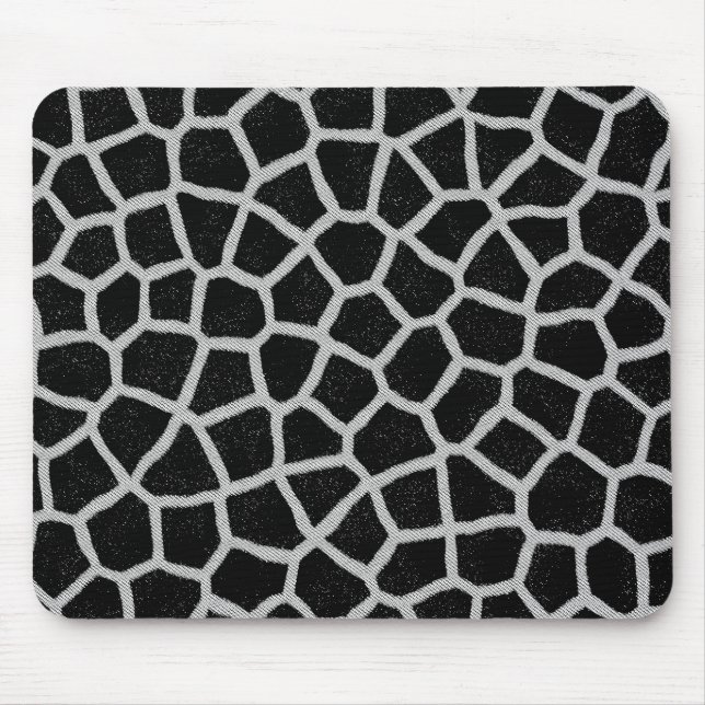 Svartvitt girafftryck musmatta (Framsidan)