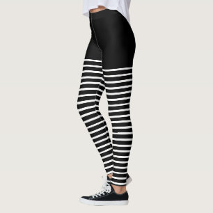 Svartvitt görat randig randmönster leggings