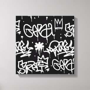 Svartvitt grafittimönster canvastryck