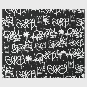 Svartvitt grafittimönster presentpapper