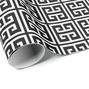 Svartvitt greknyckelmönster presentpapper