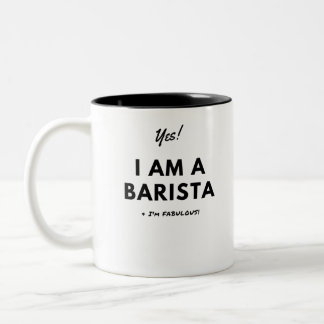 Svartvitt gulligt för rolig Barista kaffeälskare Två-Tonad Mugg