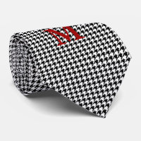 Svartvitt Houndstooth Monogrammed Tie
