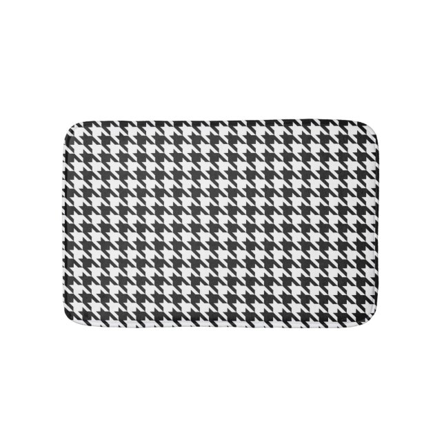Svartvitt Houndstooth mönster Badrumsmatta (Framsidan)