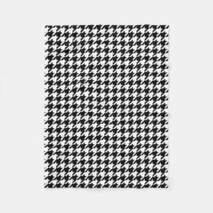 Svartvitt Houndstooth mönster Fleecefilt