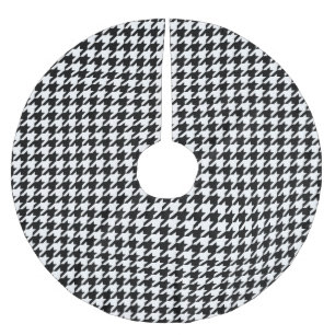Svartvitt Houndstooth mönster Julgransmatta Borstad Polyester