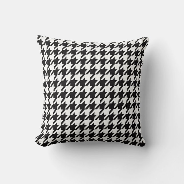 Svartvitt Houndstooth mönster Kudde (Framsida)