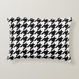 Svartvitt Houndstooth mönster Prydnadskudde