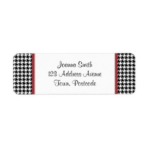 Svartvitt Houndstooth mönster - Returadress Etikett