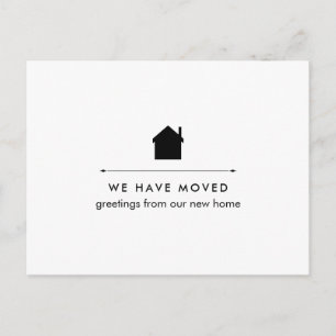 Svartvitt hus ny adress   för enkel klassiker meddelande vykort
