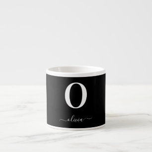 Svartvitt i Monogram Script Namn Personlig Espressomugg
