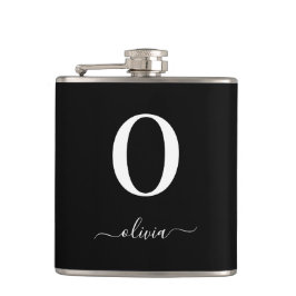 Svartvitt i Monogram Script Namn Personlig Fickplunta