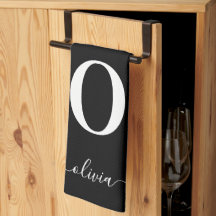 Svartvitt i Monogram Script Namn Personlig