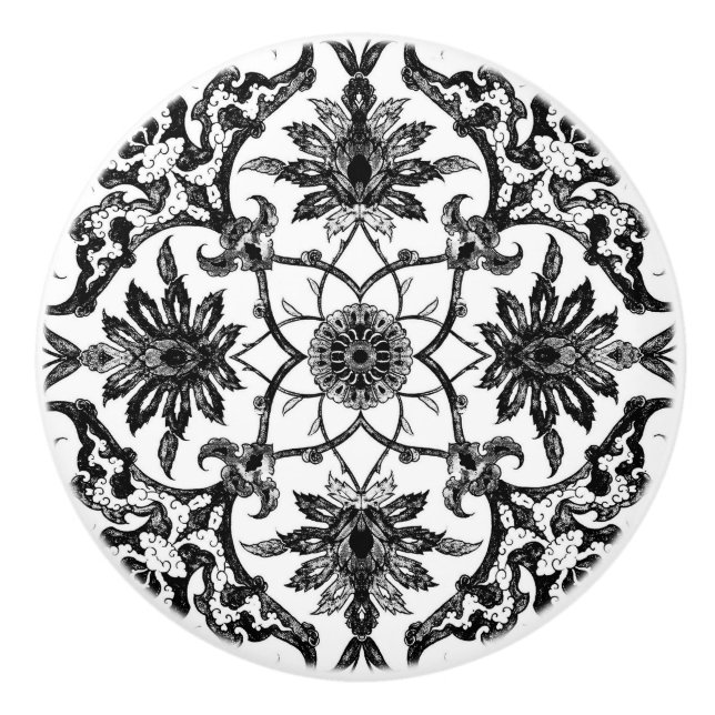 Svartvitt kinesiskt mönster för art nouveau - knopp (Framsidan)