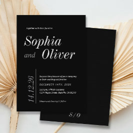 Svartvitt klassiskt minimalistiskt typografi inbjudningar