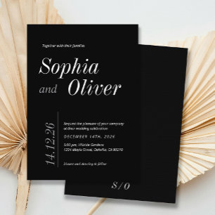 Svartvitt klassiskt minimalistiskt typografi inbjudningar