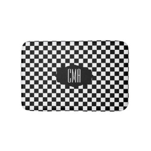 Svartvitt kontrollkort DIY Monogram Badrumsmatta