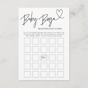 Svartvitt kort för lek för babyBingobaby shower