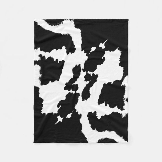 Svartvitt kotryckmönster fleecefilt (Framsidan)