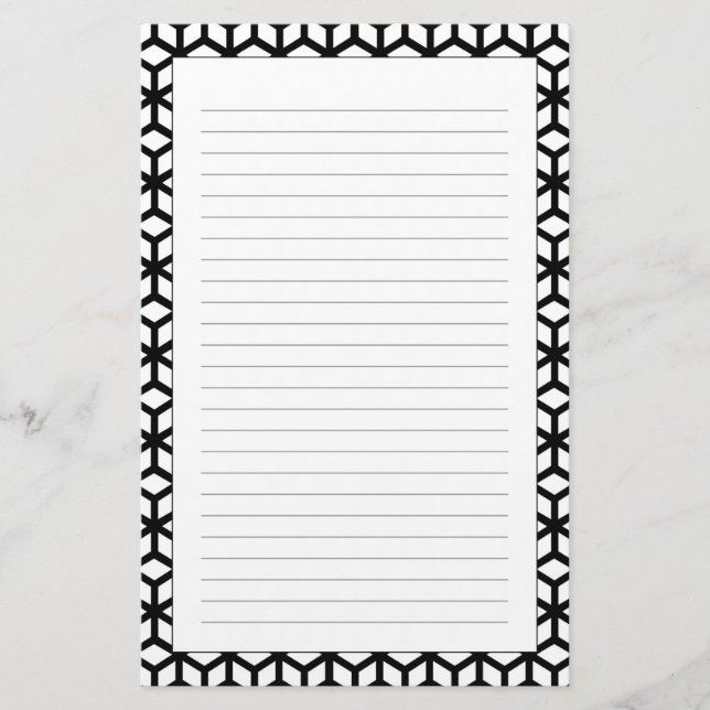 Svartvitt kubmönster brevpapper (Framsida)