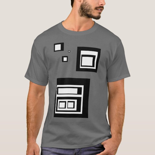 Svartvitt kvadrerar t-shirt (Framsida)