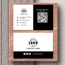 Svartvitt lägg till QR-koden Visitkort