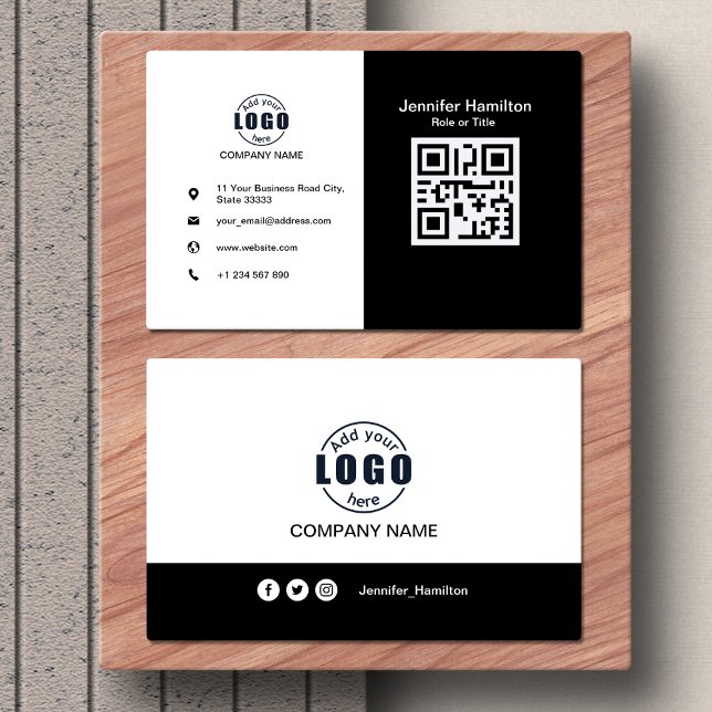 Svartvitt lägg till QR-koden Visitkort (Skapare uppladdad)