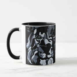 Svartvitt lejont mugg